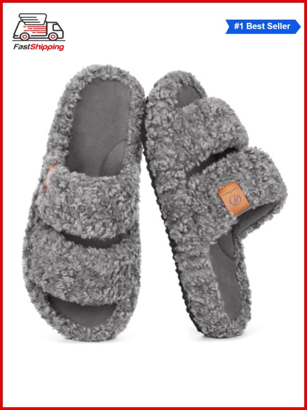 ✨EverFoams Womens Fuzzy Open-toe Slippers Memory Foam Indoor House Shoes